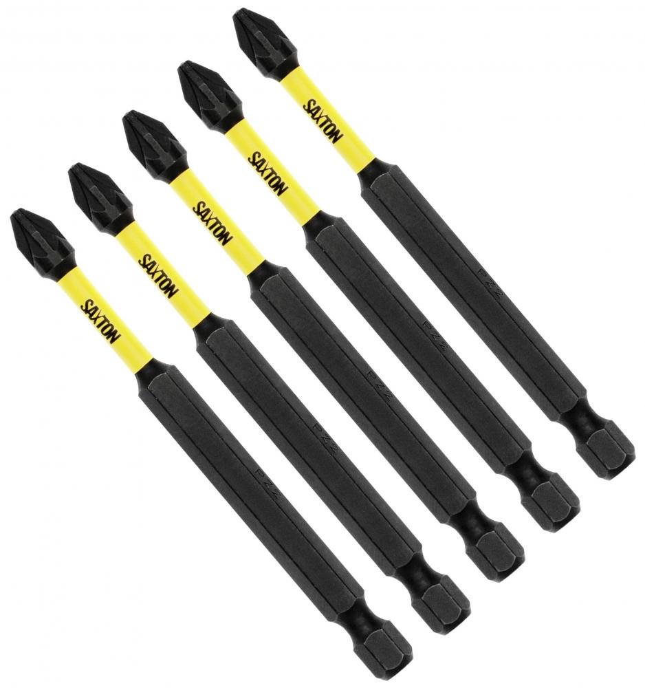 5x Saxton PZ2 89mm Long Impact Duty Screwdriver Drill Driver