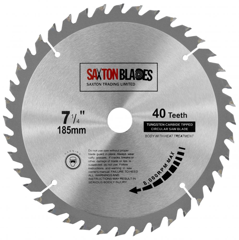 Saxton TCT Circular Saw Blade 185mm x 40T x 20mm Bore (16mm ring) fits