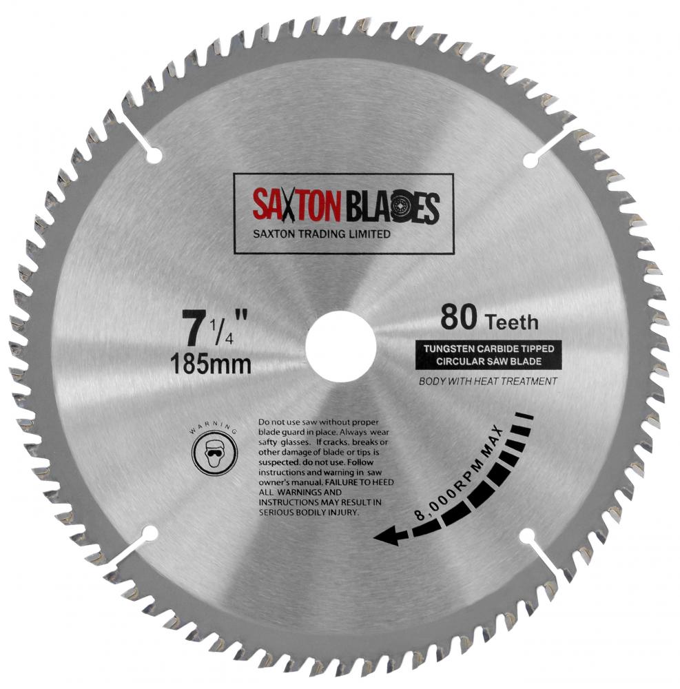 Saxton TCT Circular Saw Blade 185mm x 80T x 20mm Bore (16mm ring) fits ...