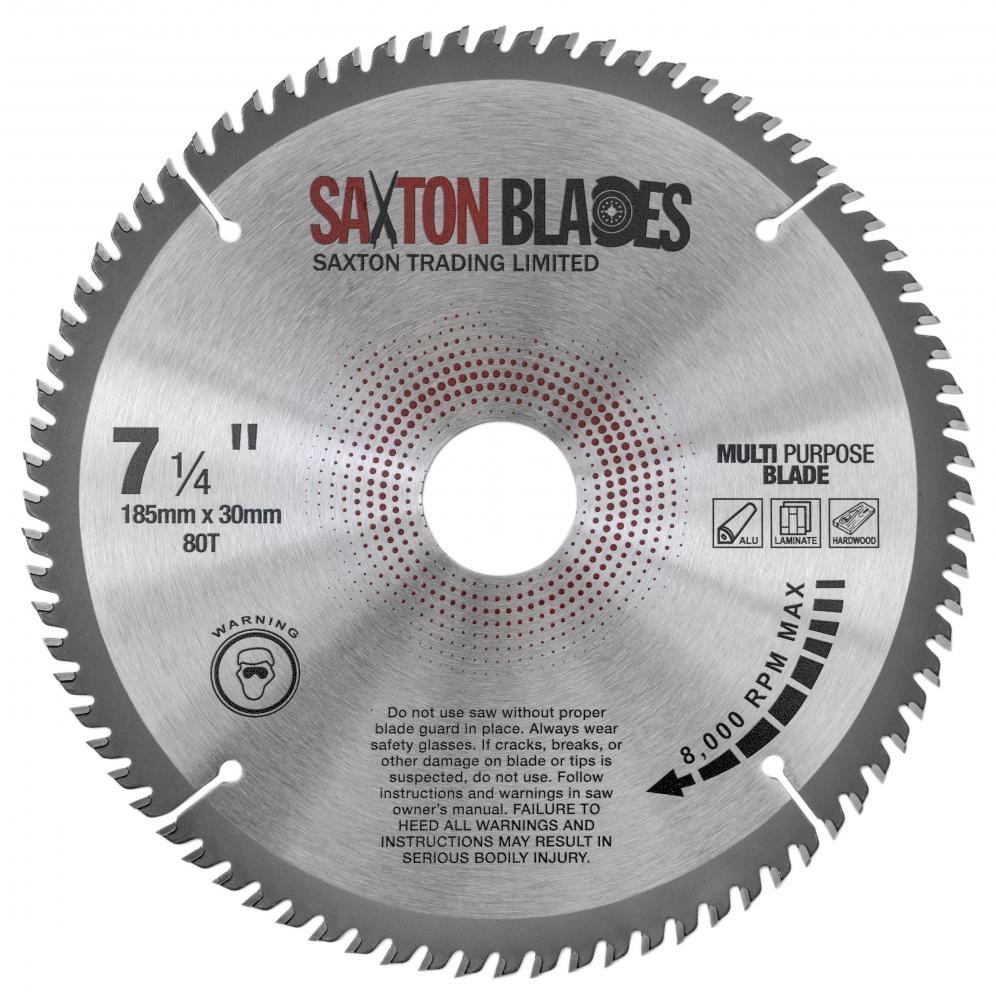 Saxton 185mm x 80T Circular Saw Blade Aluminium Laminate Hardwood fits