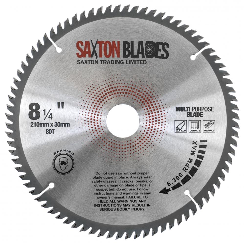 Saxton 210mm x 80T Circular Saw Blade Aluminium Laminate Hardwood fits