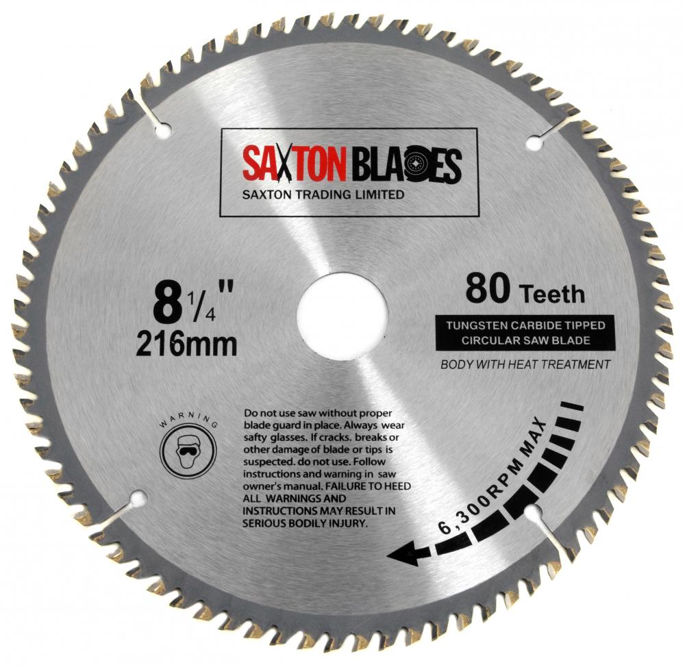 Saxton TCT Circular Wood Saw Blade 216mm x 80T x 30mm for Bosch Dewalt ...