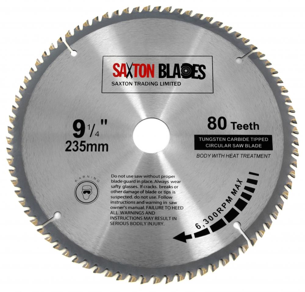 Saxton TCT Circular Wood Saw Blade 235mm x 80T for Bosch Makita Dewalt