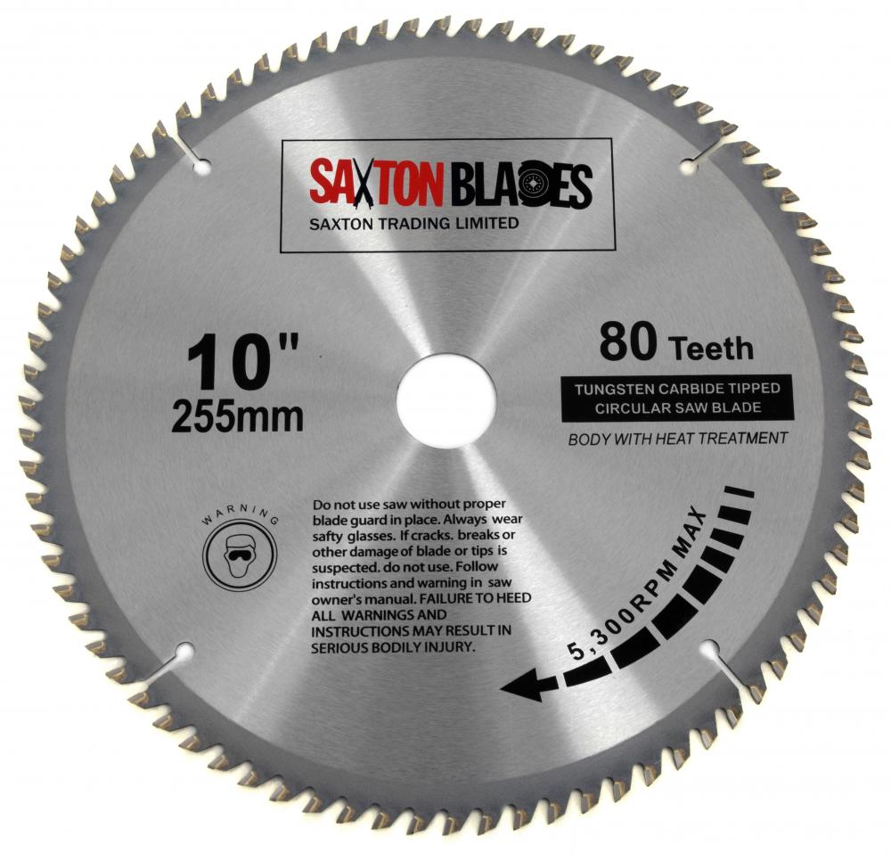 Saxton TCT Circular Wood Blade 255mm x 80T fits Evolution Rage Saws 25 ...