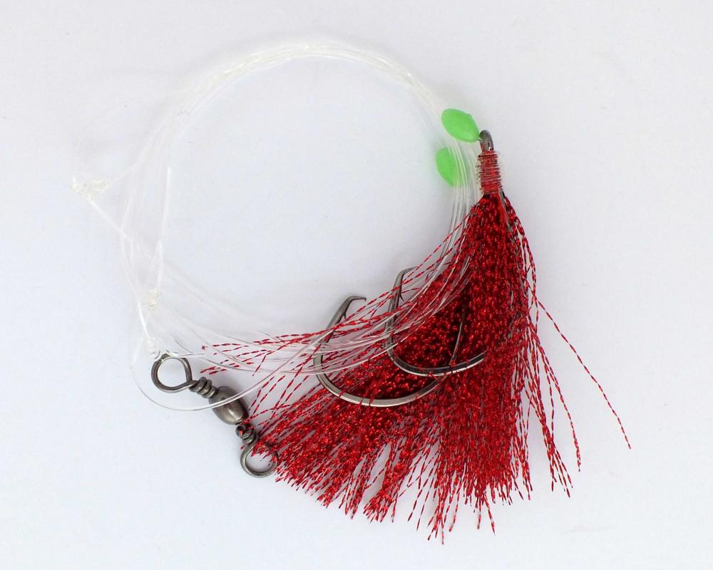 SNAPPER FEATHER FISHING JIG RIGS X 5, STRONG CIRCLE HOOKS, LUMO BEADS ...