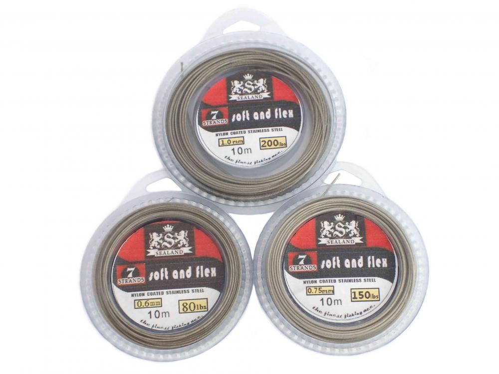 SEALAND STAINLESS STEEL WIRE FISHING TRACE LEADER 10M 3 SPOOLS 80LB