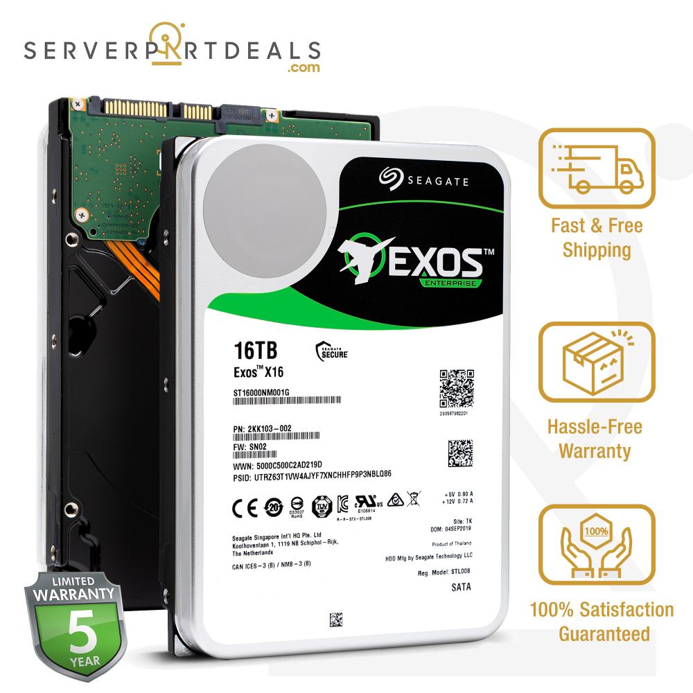 Seagate Exos X16 HDD 16TB 7200 RPM SATA 6Gb/s 3.5" Hard Drive
