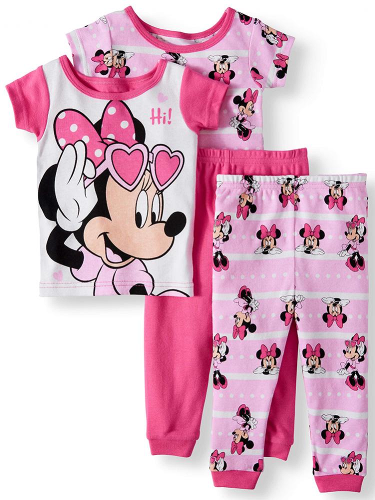 Disney Minnie Mouse Toddler Girls 4pc Snug Fit Pajama Pant Set Size 2T 3T 4T $44