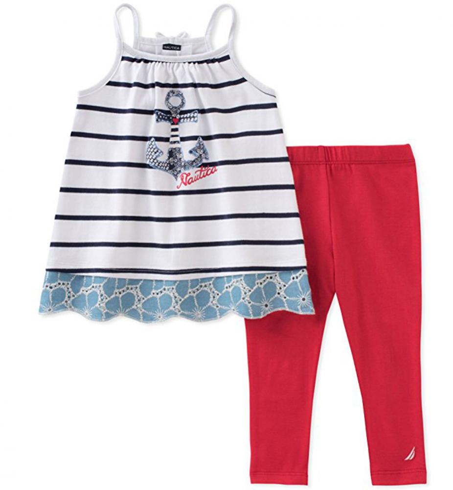 Nautica Infant Girls Navy /& White Tunic 2pc Short Set Size 12M 18M 24M $50