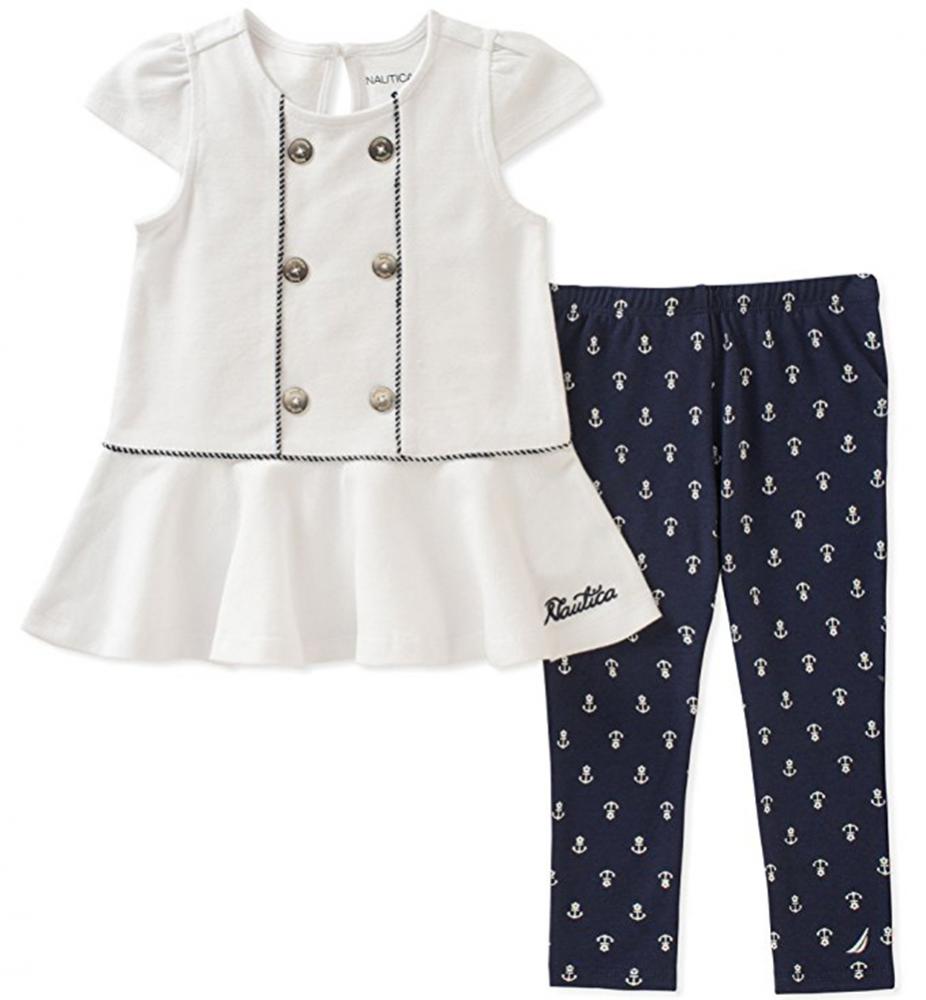 Nautica Infant Girls Navy /& White Tunic 2pc Short Set Size 12M 18M 24M $50