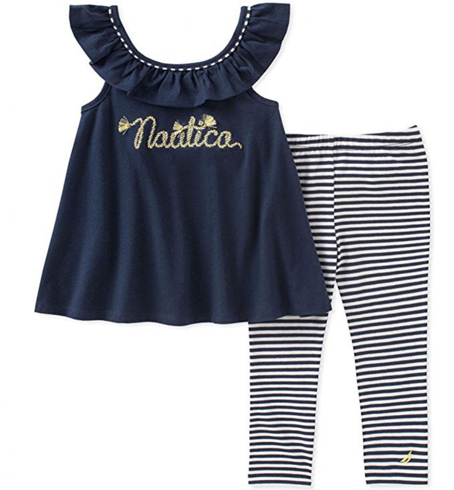 Nautica Infant Girls Navy /& White Tunic 2pc Short Set Size 12M 18M 24M $50