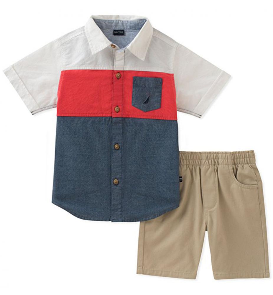 Nautica Boys Aqua Polo 2pc Short Set Size 2T 3T 4T 4 5 6 7 $55