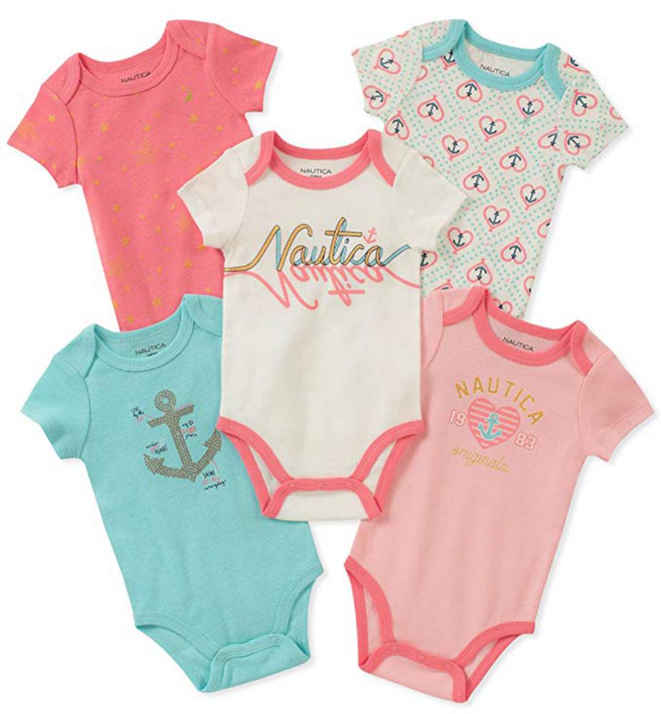 Turquoise /& White Bodysuit Set Size 3M 6M 9M US Polo Assn Infant Girls 5pc Pink