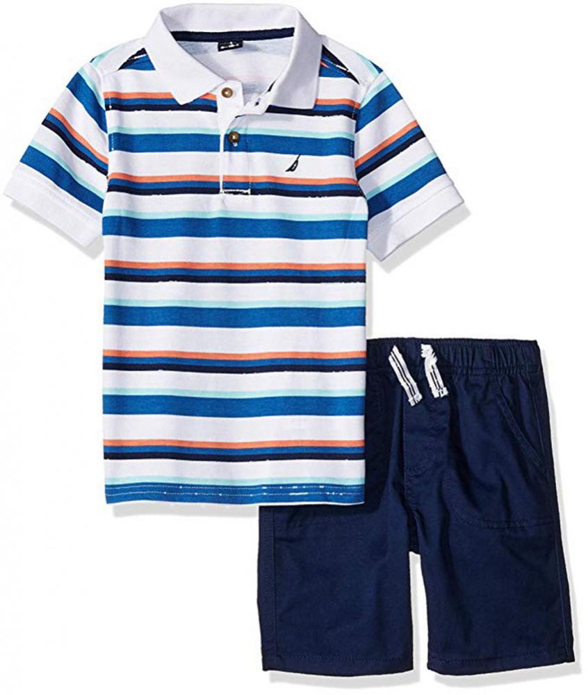 Nautica Boys Aqua Polo 2pc Short Set Size 2T 3T 4T 4 5 6 7 $55