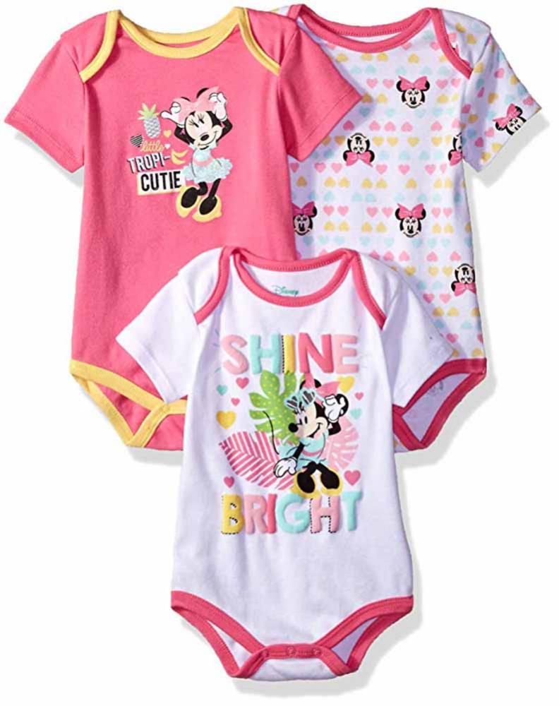 Disney Baby Girls Minnie Mouse Three-Pack Bodysuits Size 12M 18M 24M