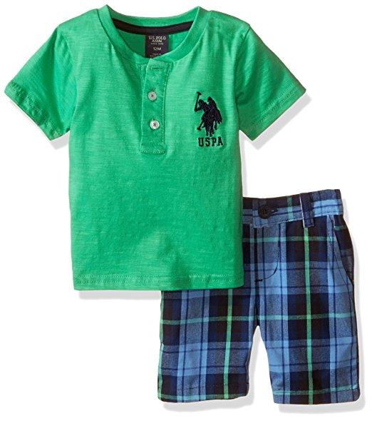 U.S Polo Assn Baby Boys S//S Orange Polo 2pc Short Set 3//6M 6//9M 12M 18M 24M