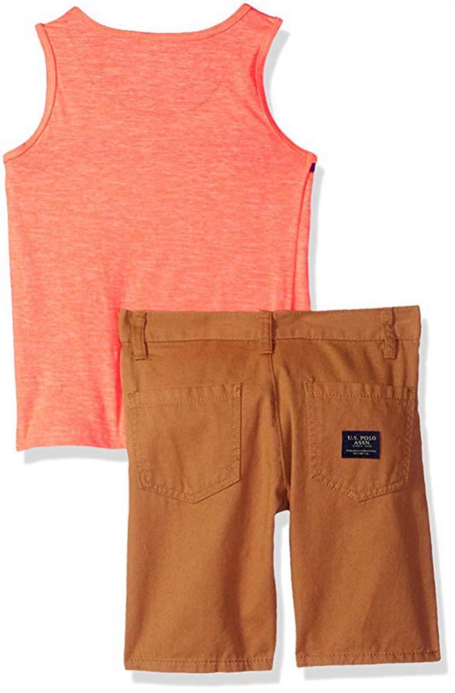 US Polo Assn Boys Checks Orange Woven Shirt Size 4 5//6 7 $34