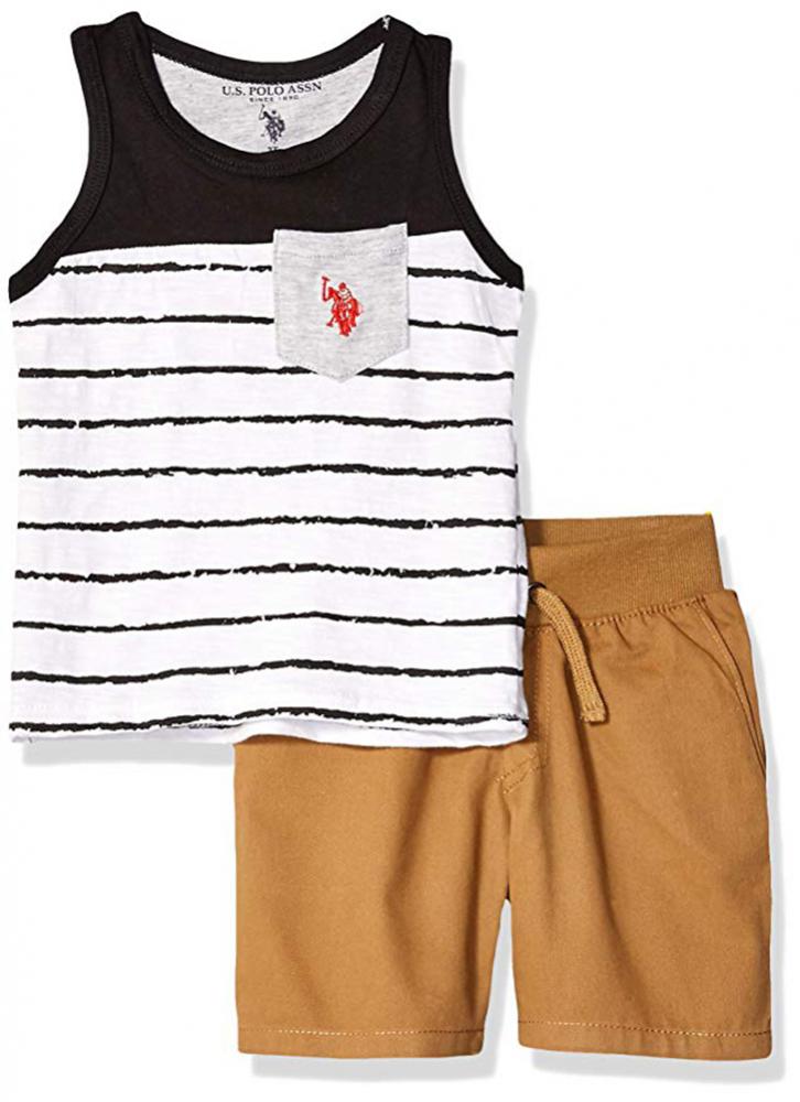 US Polo Assn Boys Striped Tank Top 2pc Short Set Size 2T 3T 4T 4 5//6 7