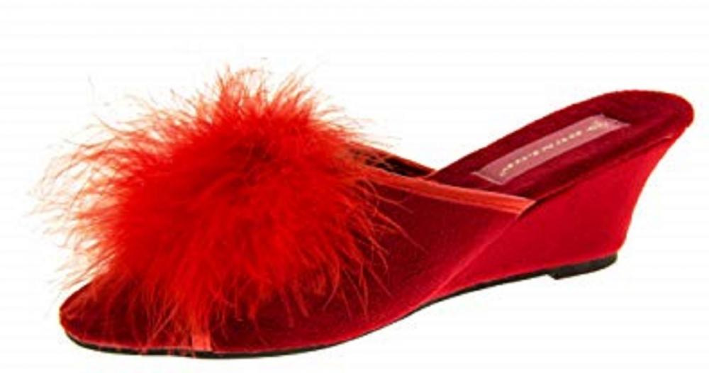 red pom pom slippers