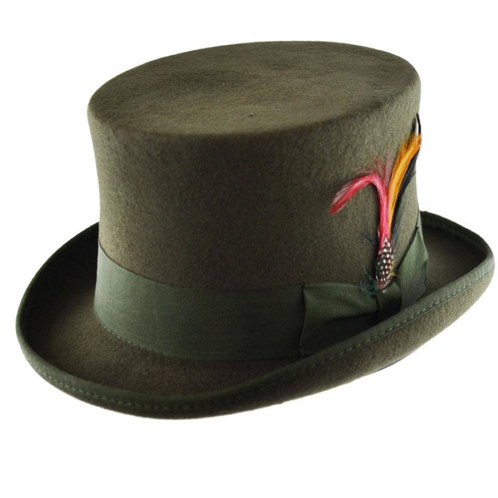 Hand Made Olive 100% Wool Top Hat Wedding Event Hat 4 Sizes | eBay