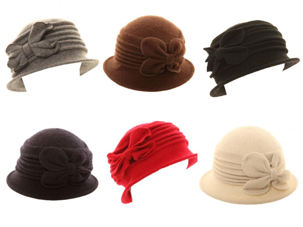 Ladies Wool Cloche Hat Womens Flower Floral Bow Winter Soft Warm Bell ...