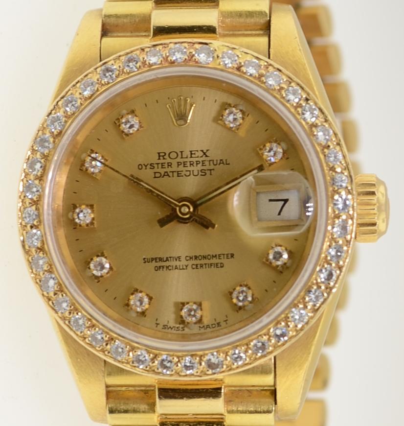 Rolex Datejust President 69178 Lady's Solid 18K Gold Original Diamond ...