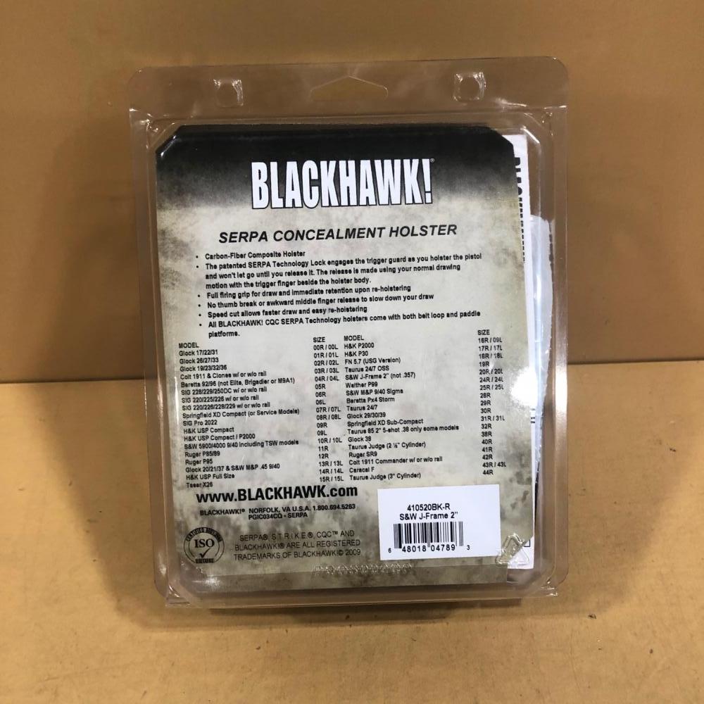 LH Black CQC SERPA Beltloop//Paddle Holster BLACKHAWK S/&W J-Frame Revolver