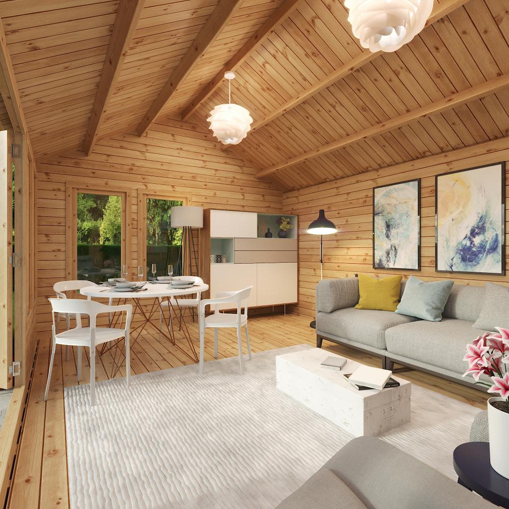 5.5m x 4m Log Cabin Pool House Outdoor Garden Summerhouse ...