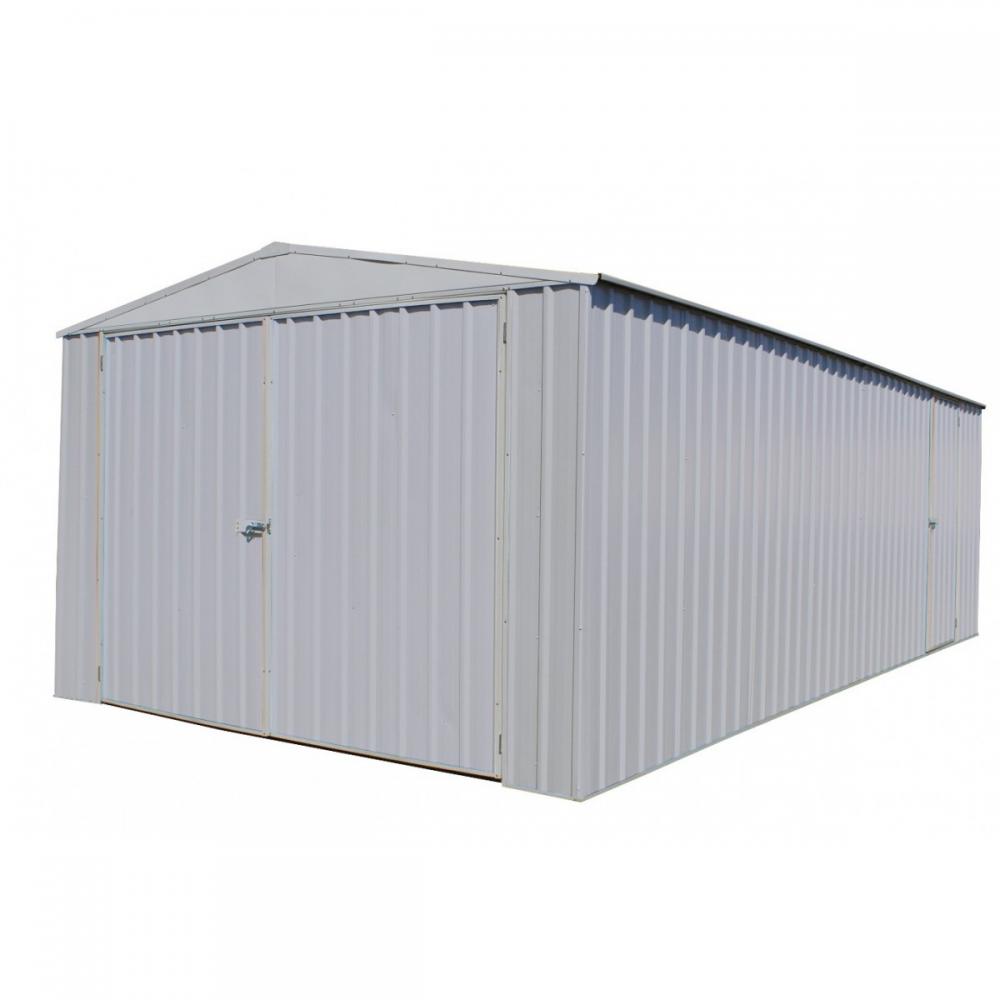 10x20 Absco Metal Garage Storage Shed Grey Titanium Double 