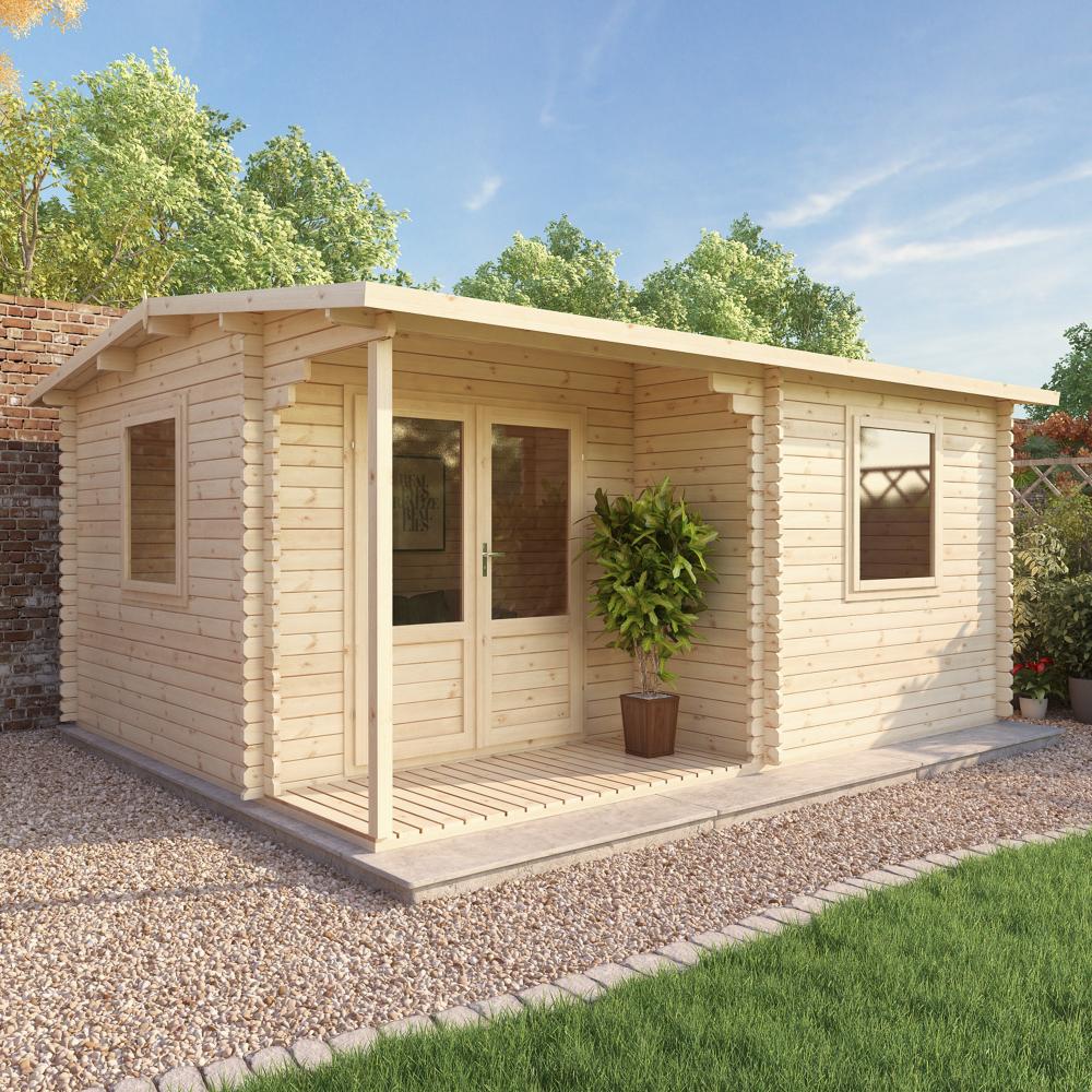 5m x 4m Wooden Home Office Executive Log Cabin Single ...