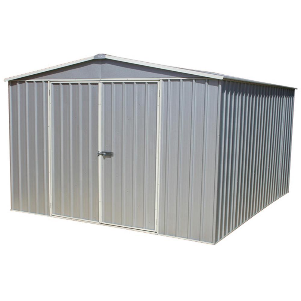 10x12 Absco Metal Garden Storage Shed Grey Titanium Double 