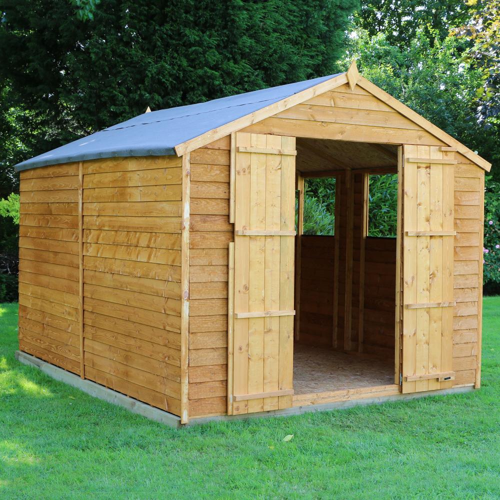 12x8 wooden overlap garden storage shed windows double