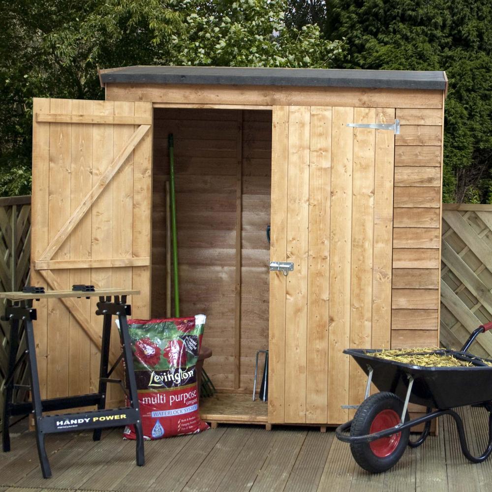 6x3 wooden overlap garden storage shed windowless double