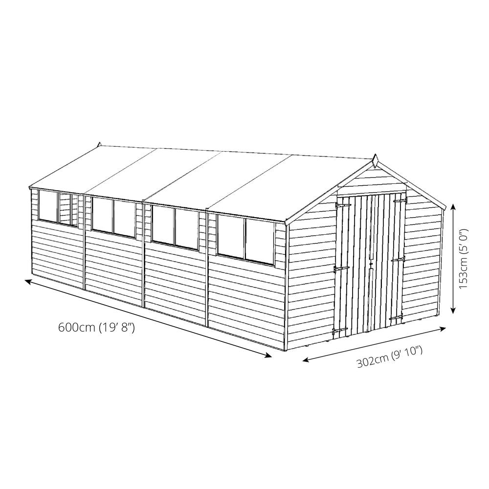 20x10 Wooden Overlap Garden Storage Shed Workshop Windows 