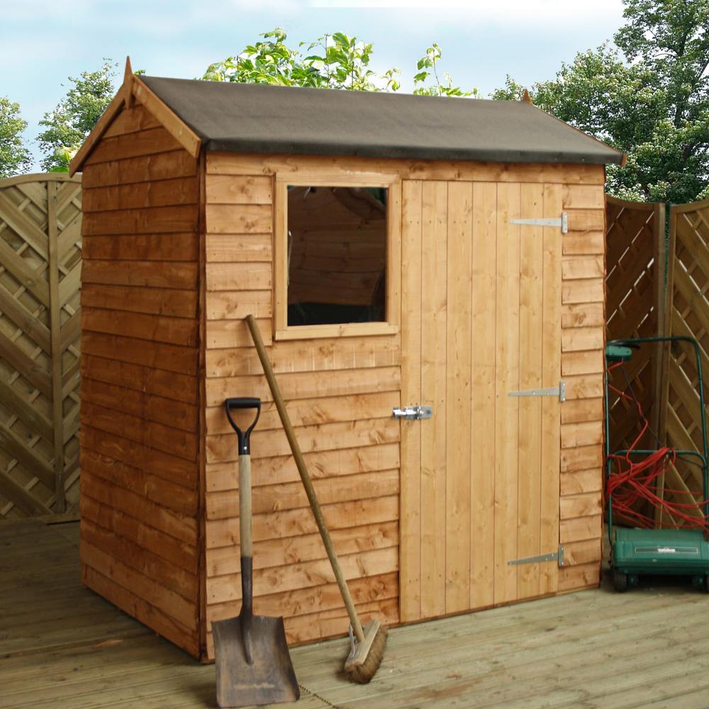 6x4 Wooden Overlap Garden Storage Shed Windows Single Door 