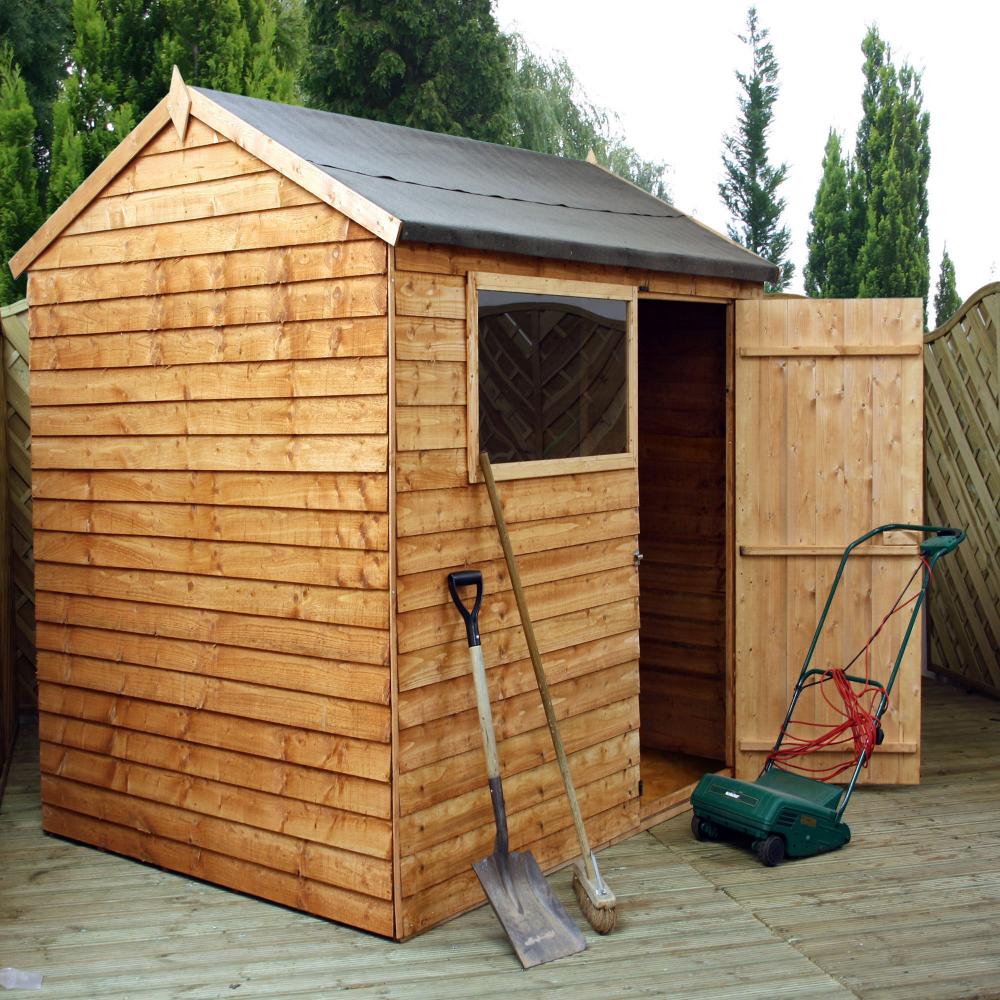 6x8 Wooden Overlap Garden Storage Shed Windows Single Door Reverse Apex ...