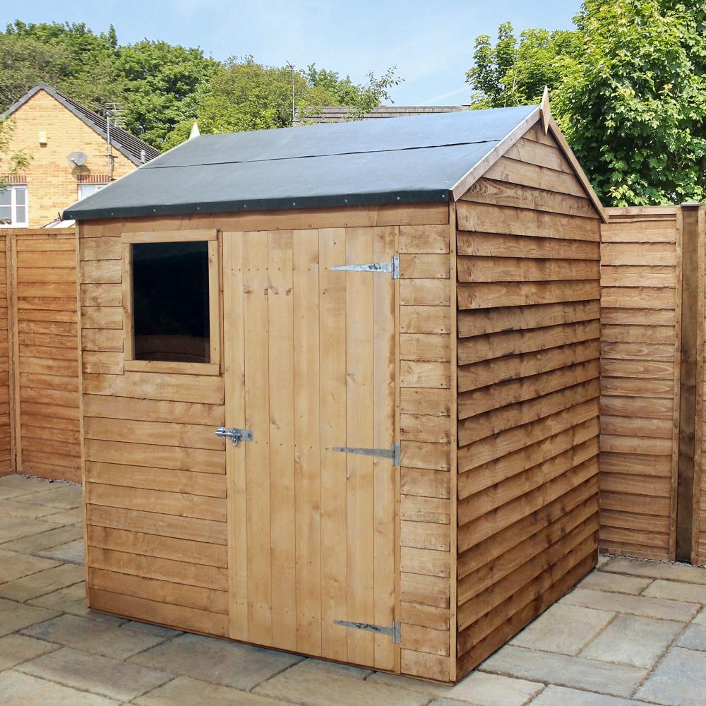 6x6 Overlap Reverse Wooden Garden Shed Window Single Door Apex Roof ...