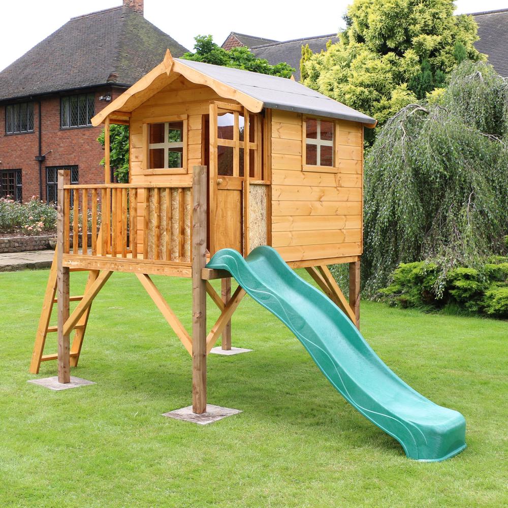 Childrens 5x5 Wooden Playhouse Poppy - Tower & Slide, T&G Cladding, | eBay