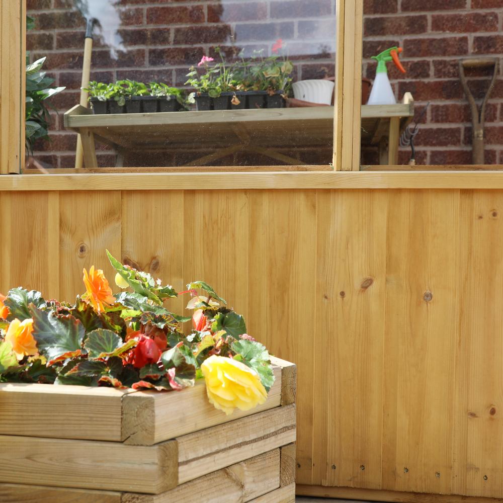 8x4 Wooden Lean-To Pent Greenhouse Styrene Windows Single 