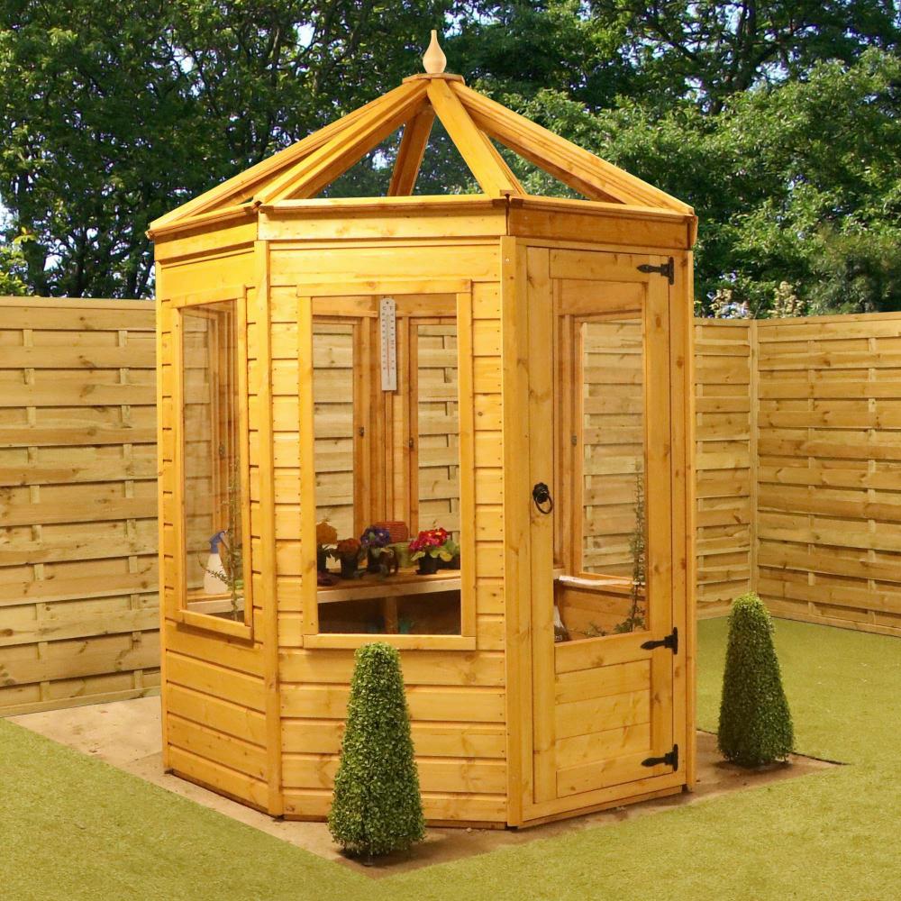 6x6 Wooden Octagonal Greenhouse Tongue &amp; Groove Styrene ...