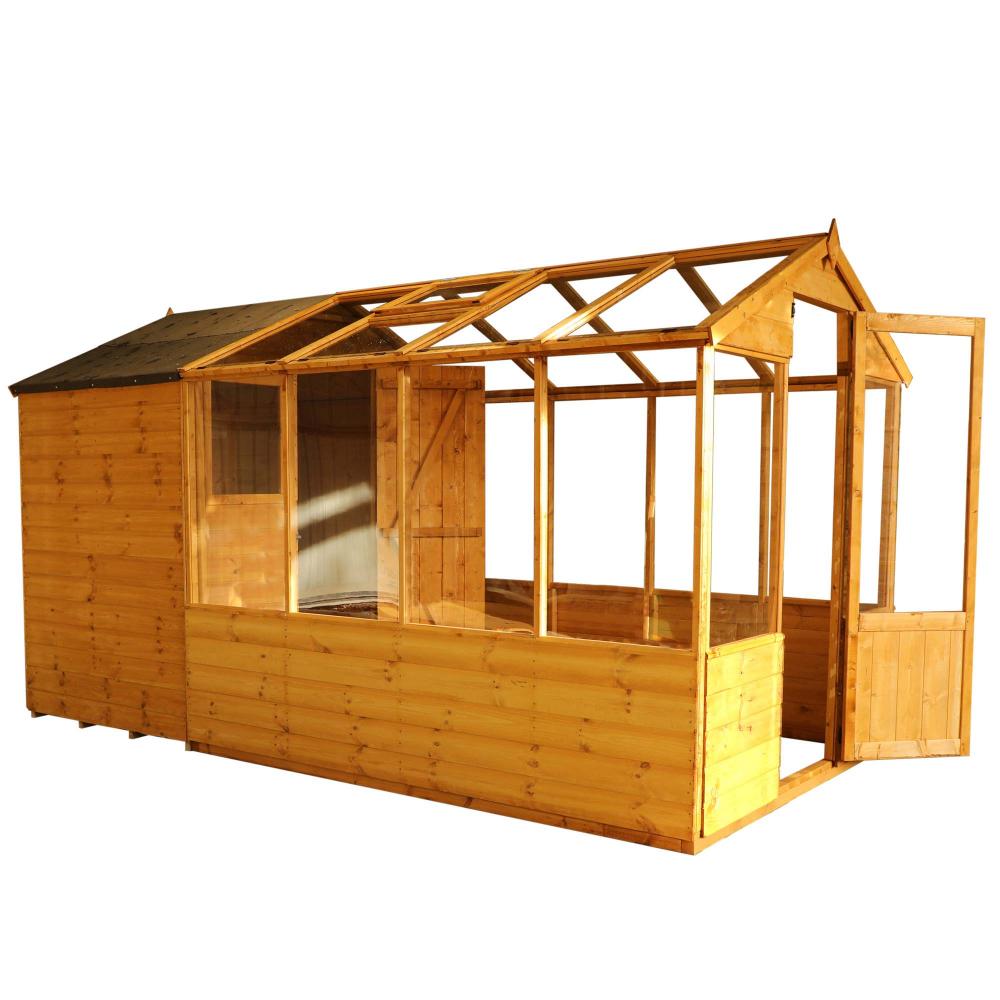 12x6 Wooden Shiplap Greenhouse with Storage Shed Combi 
