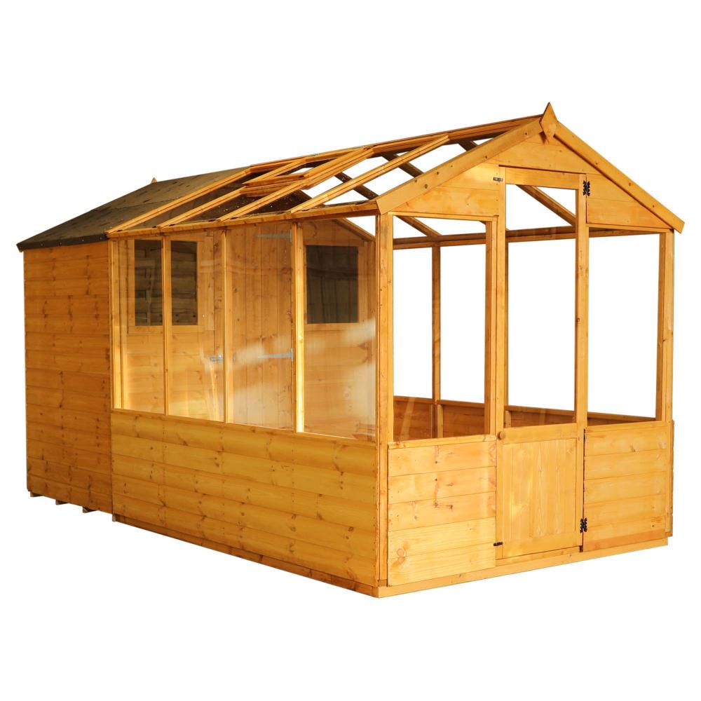 12x6 Wooden Shiplap Greenhouse with Storage Shed Combi ...