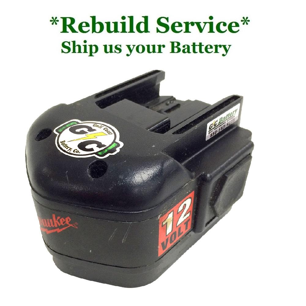 Milwaukee 12 Volt 48111967 Battery REBUILD Service with 1300mAh NiCd