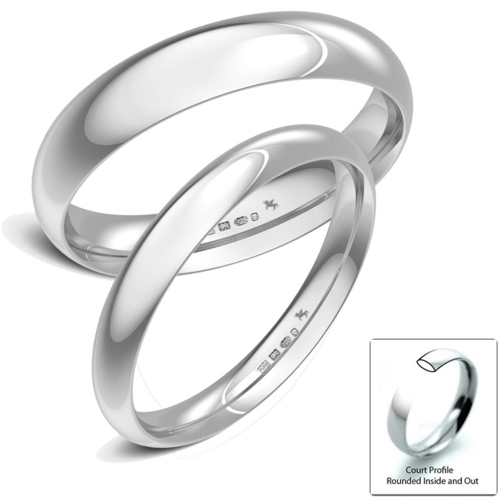 Brand New Hallmarked 9ct White Gold Wedding Ring Band D Shape