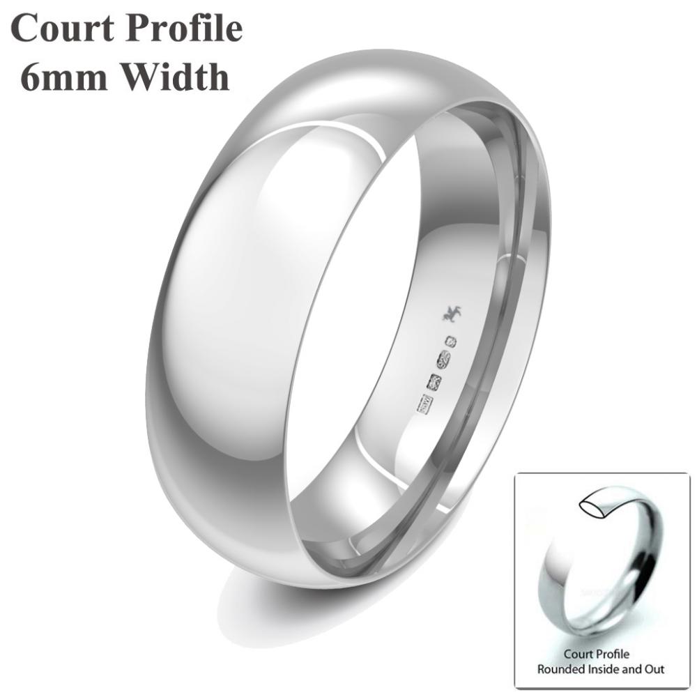 New Argentium Silver Solid Medium Court Profile UK Hallmarked Wedding
