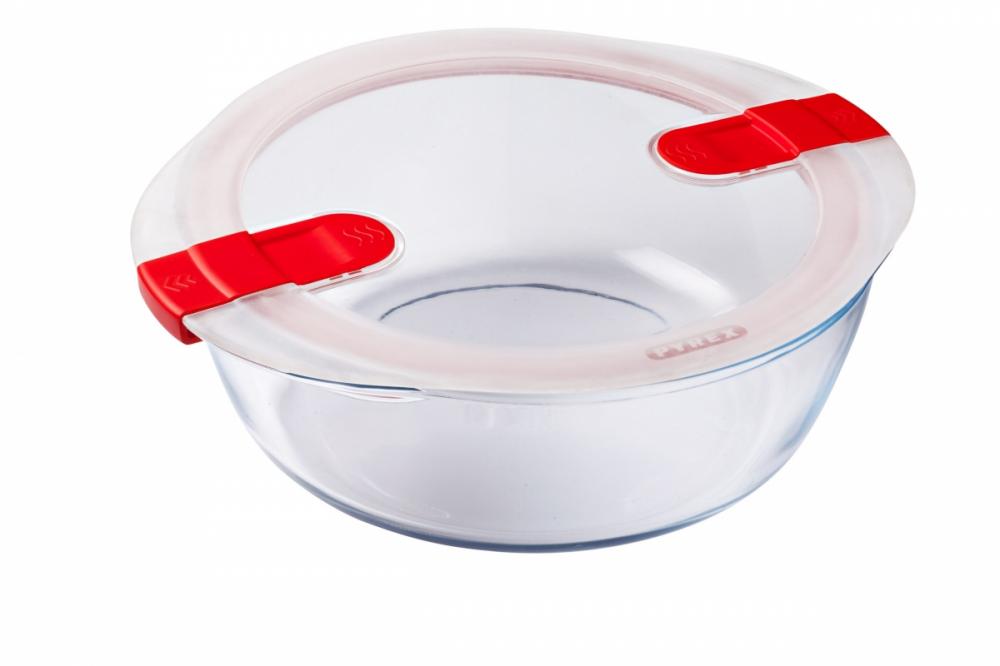 Pyrex Cook and Heat Round Roaster with Vented Lid 2.3L Storage Glass
