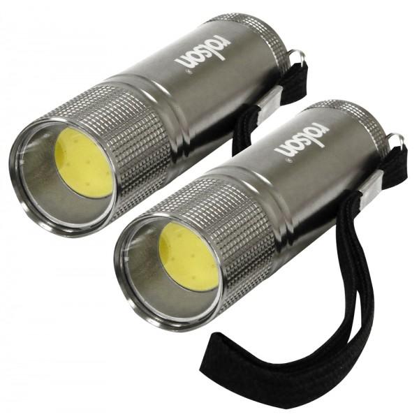 Rolson 2 Piece COB Aluminium Torch Set 3W 6 x AAAs Included Lighting
