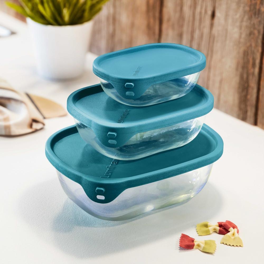 Luminarc Nest & Store Containers 1150ml Teal Tupperware Food Storage