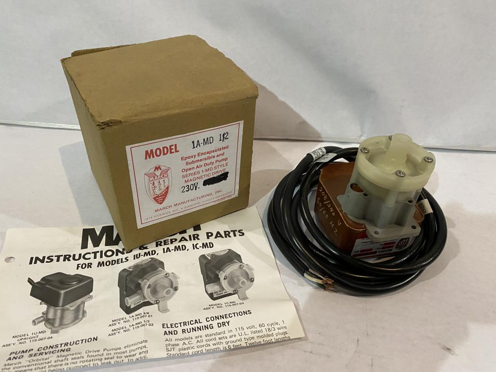 MARCH PUMP MODEL 1A-MD-1//2  230VAC   50//60HZ  SUBMERSIBLE   NEW!
