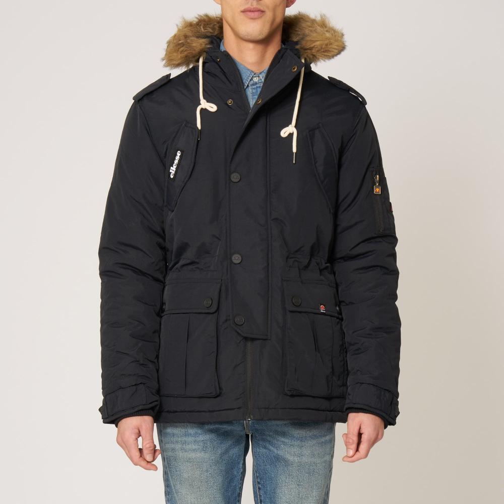 New Ellesse Winter Parka Hooded Black Blizzard XS Jacket Faux Fur Trim RRP  £120